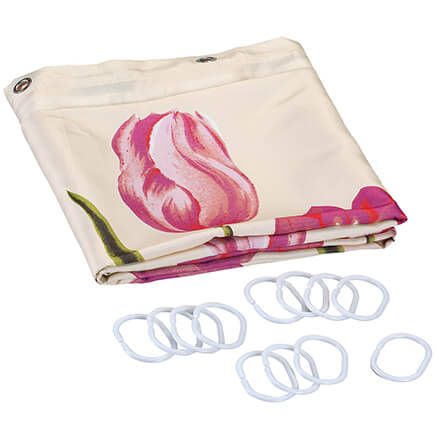 Tulips Shower Curtain with Set of 12 Hooks-373203
