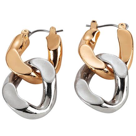 Two-Tone Double Link Drop Earrings-373273
