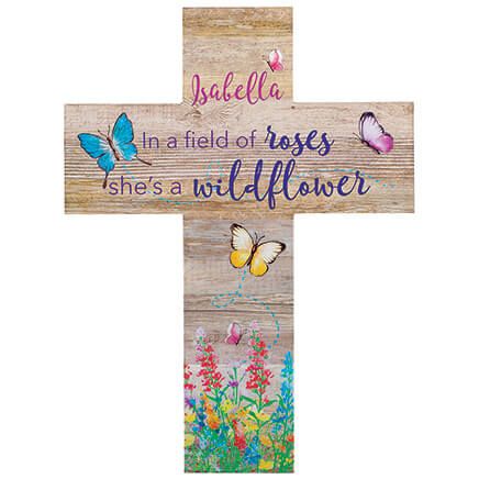Personalized Children's Wildflower Wooden Cross-373306