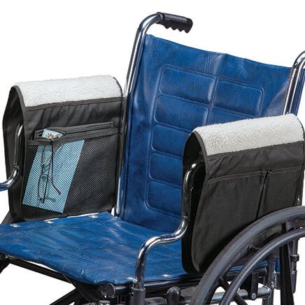 Sherpa Wheelchair Armrest Covers with Pouch by LivingSURE™-373321