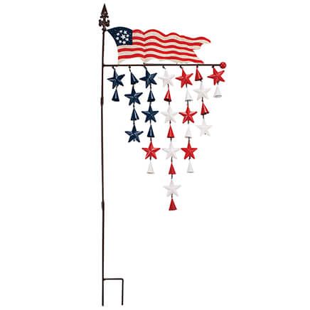 American Flag Chime Decorative Metal Yard Stake-373384