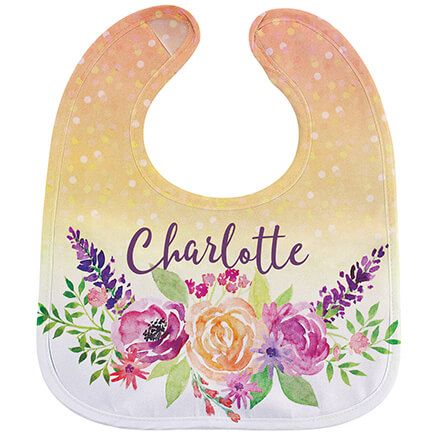 Personalized Watercolor Floral Baby Bib-373516