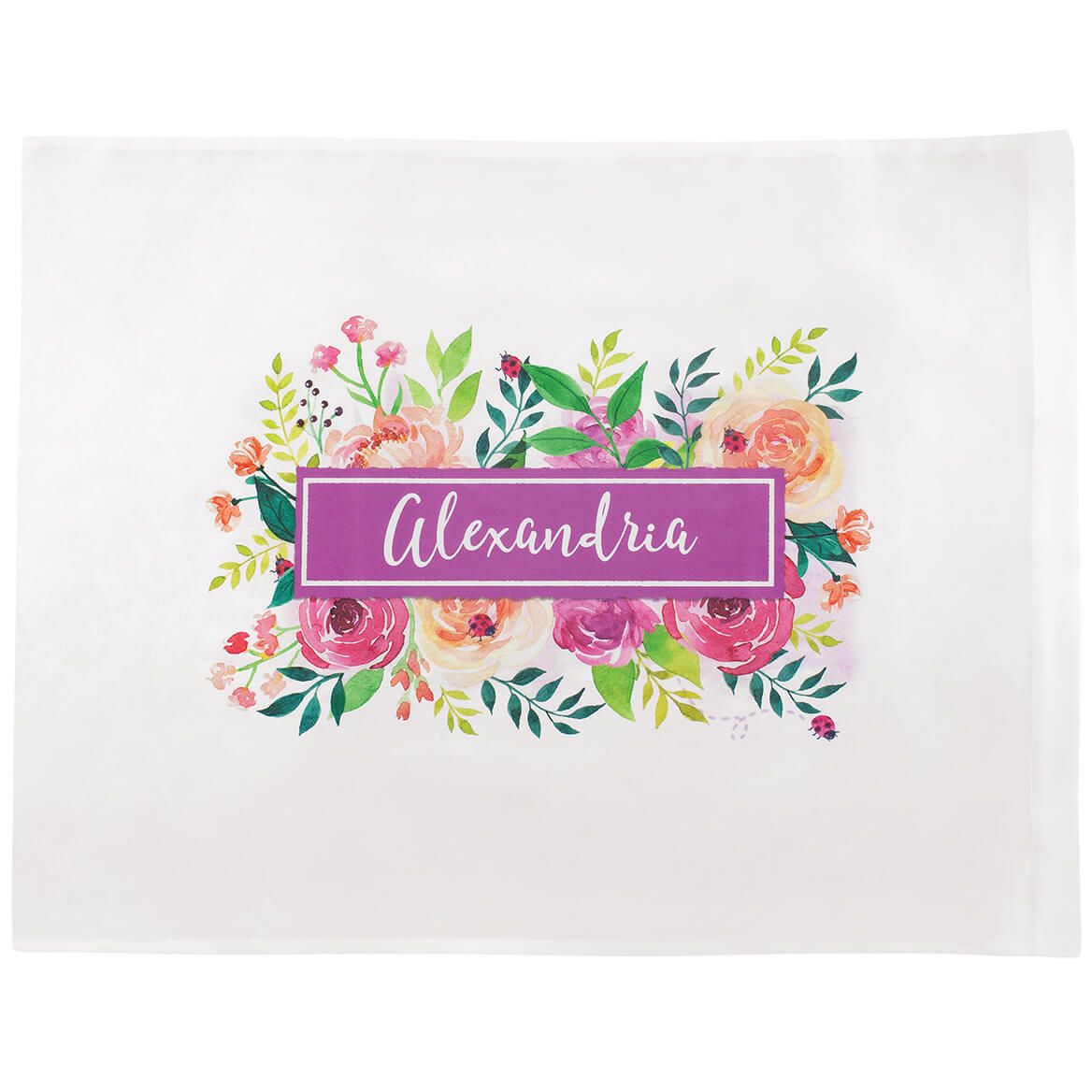 Personalized Watercolor Floral Pillowcase + '-' + 373526