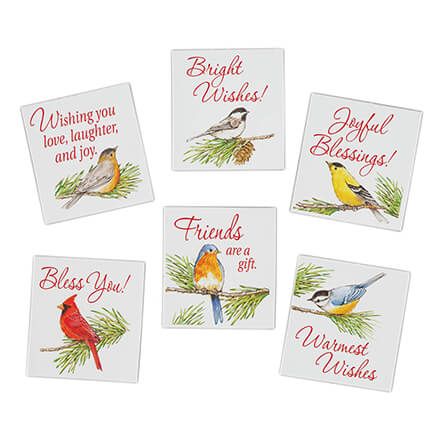 Winter Birds Christmas Cards with Magnets, Set of 6-373636