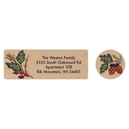Personalized Embroidered Wreath Labels and Seals, Set of 20-373645
