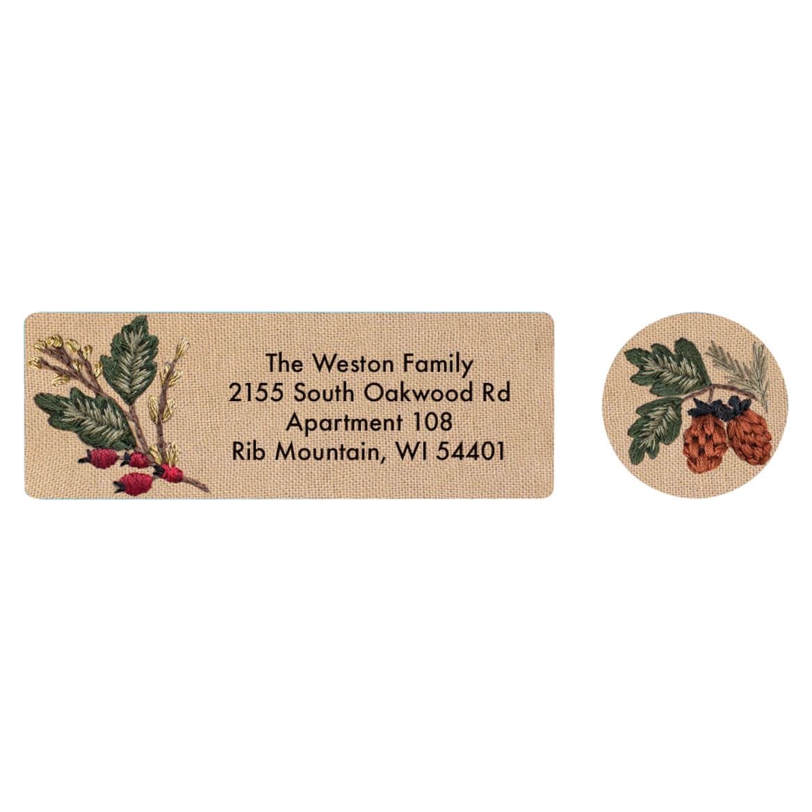 Personalized Embroidered Wreath Labels and Seals, Set of 20 + '-' + 373645