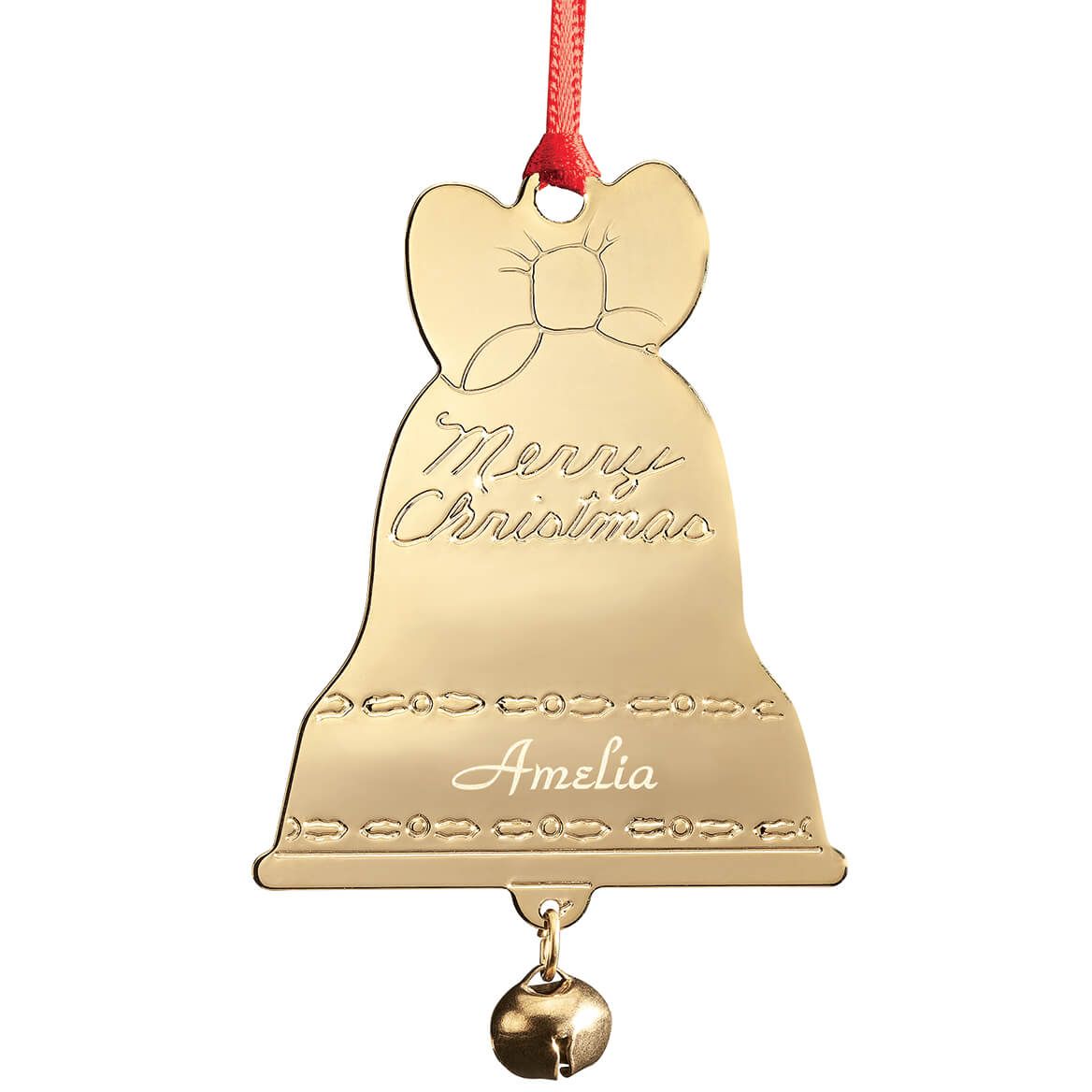 Personalized Goldtone Merry Christmas Bell Ornament + '-' + 373652