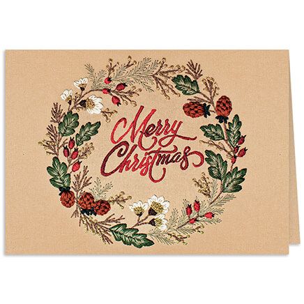 Personalized Embroidered Christmas Wreath Card-373673