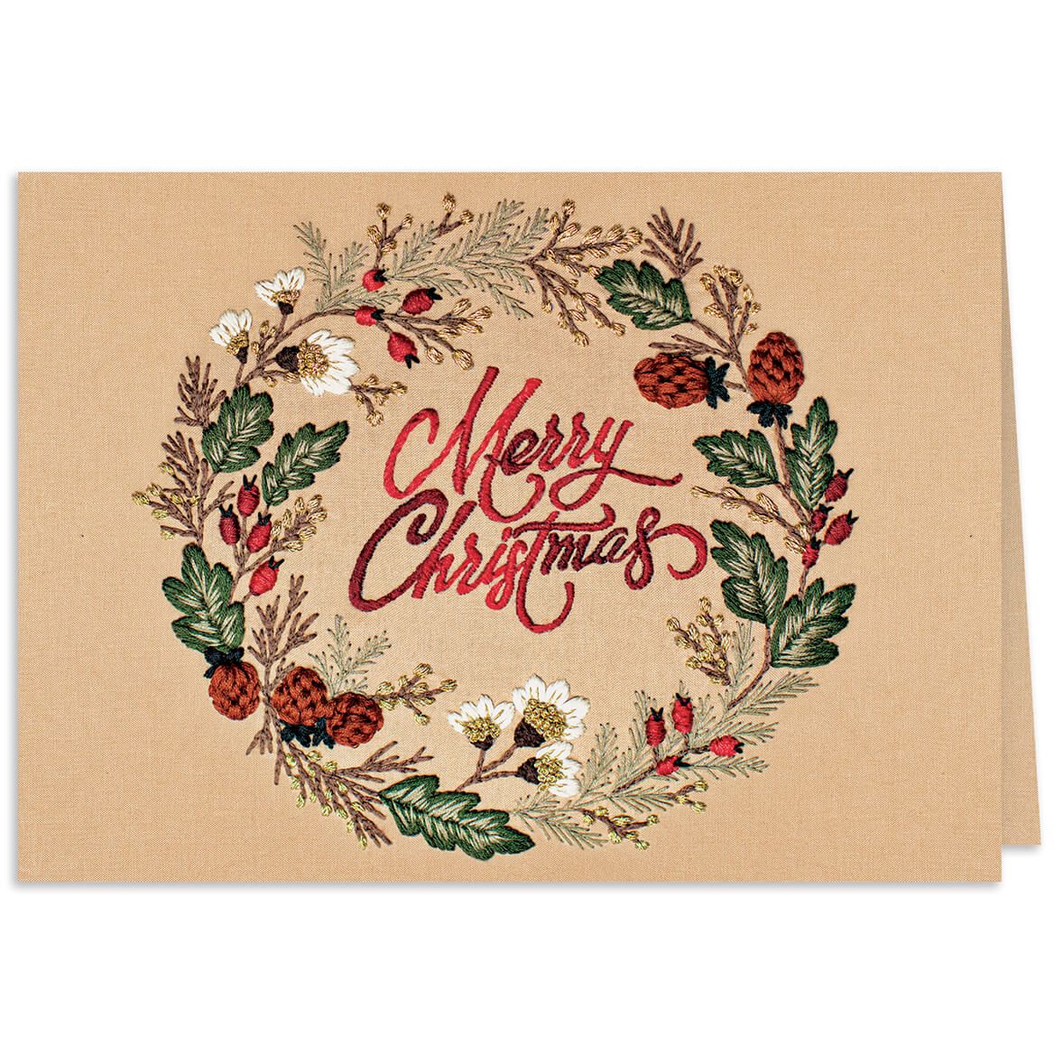 Personalized Embroidered Christmas Wreath Card + '-' + 373673