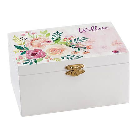 Personalized Watercolor Floral Musical Jewelry Box-373757