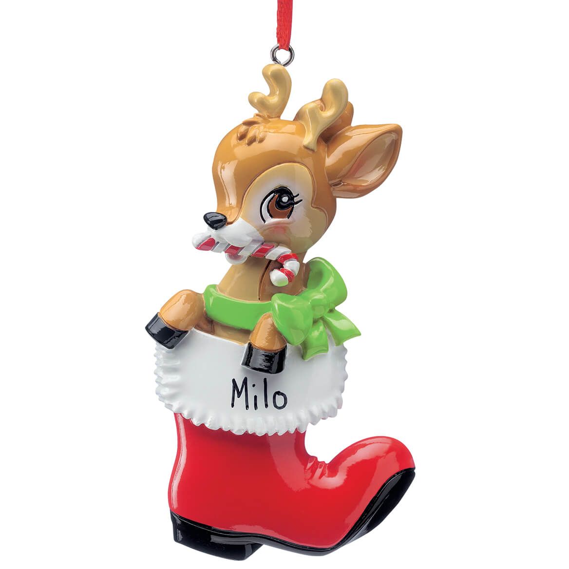 Personalized Reindeer in Santa Boot Ornament + '-' + 373804