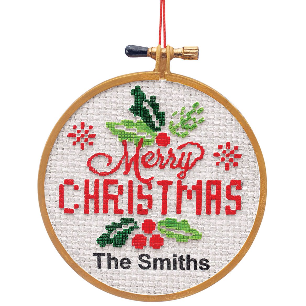 Personalized Merry Christmas Cross Stitch Ornament + '-' + 373824