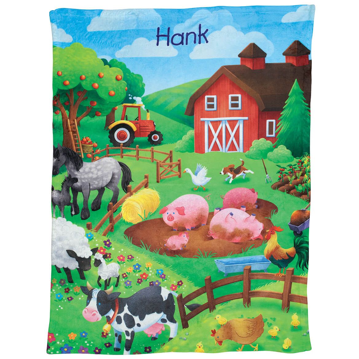 Personalized Farm-Themed Children's Blanket + '-' + 373888