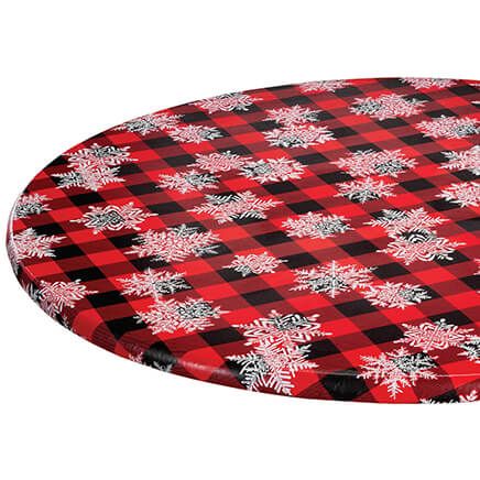 Snowflake Buffalo Plaid Elasticized Vinyl Table Cover by Chef's Pride™-373918