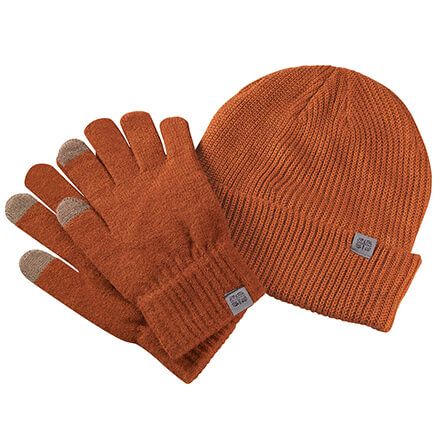 Men's Knit Cuffed Beanie and Glove Set-373981