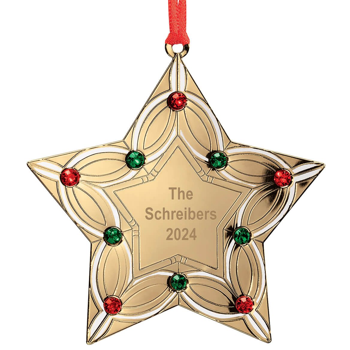 Personalized Goldtone Star with Gems Ornament + '-' + 373984