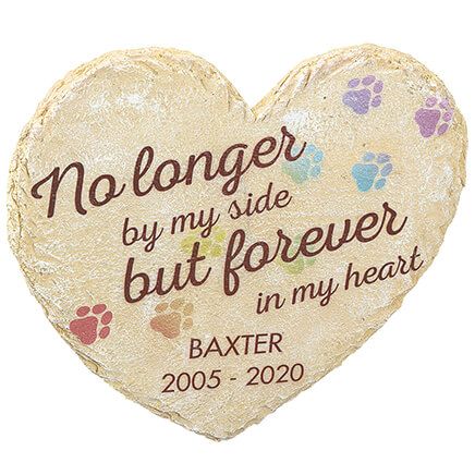 Personalized Heart-Shaped "No Longer By My Side" Pet Memorial Garden Stone-374120