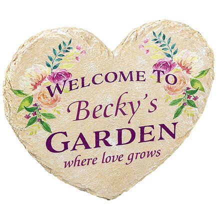 Personalized Heart-Shaped "Where Love Grows" Garden Stone-374121