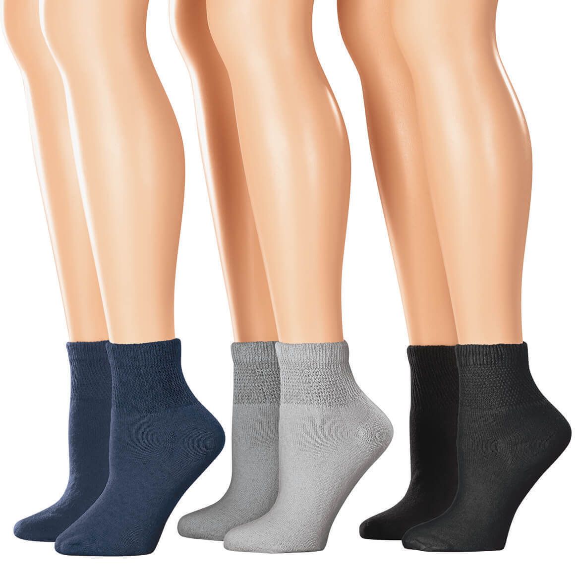 Extra Plush Quarter-Cut Diabetic Socks by Silver Steps™, 3 Pairs + '-' + 374147