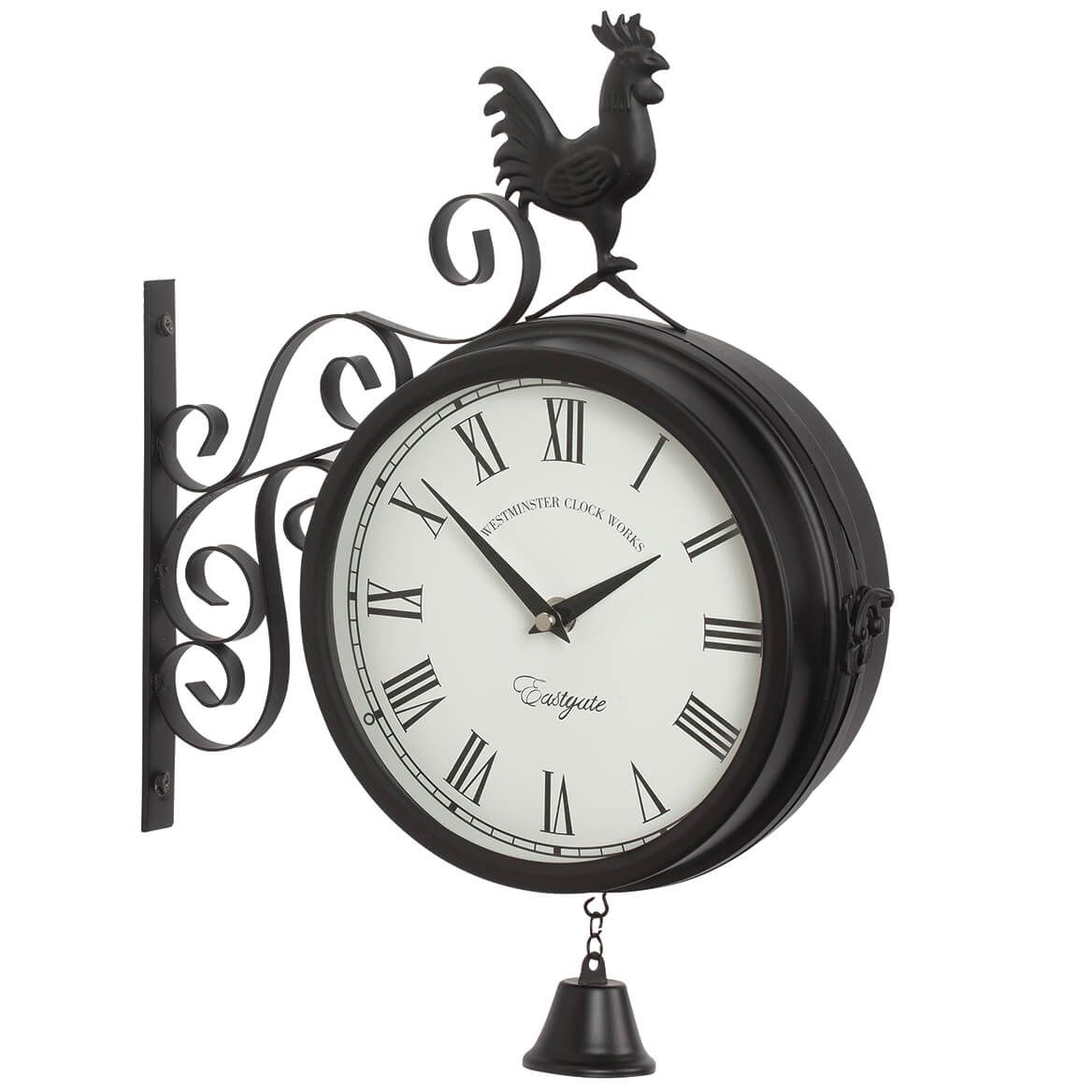 Black Double Sided Rooster Wall Clock + '-' + 374185