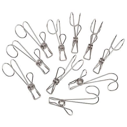 Stainless Steel Clothespin Hooks, Set of 12-374380