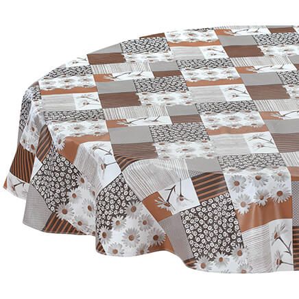 60" Round Checked Floral Design Vinyl Table Cloth-374502
