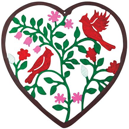 Metal Cardinals and Flowers Heart Décor by Fox River™ Creations-374628