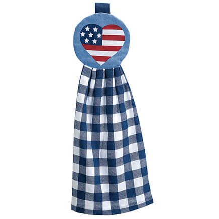 Hanging Patriotic Heart Tie Towel-374749
