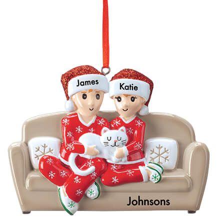 Personalized Couple with Cat Ornament-374796