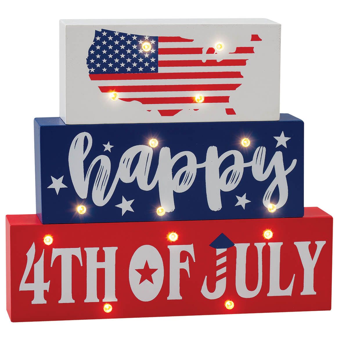 Patriotic Lighted Block Sign by Holiday Peak™ + '-' + 374852