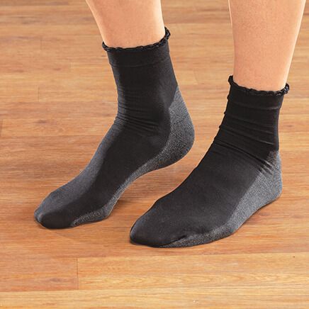 Silver Steps™ Ruffled Top Aerated Cotton Compression Socks-374900