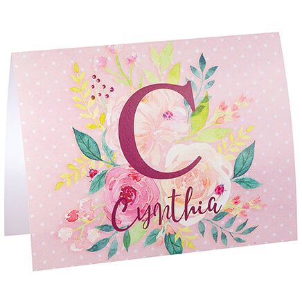 Personalized Pink Floral Note Cards, Set of 20-374901