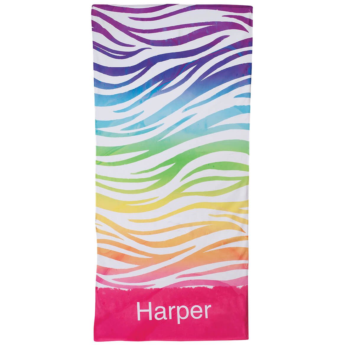 Personalized Zebra Print Beach Towel + '-' + 374933