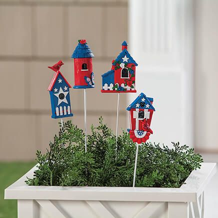 Patriotic Birdhouse Stakes, Set of 4 by Fox River™ Creations-374948