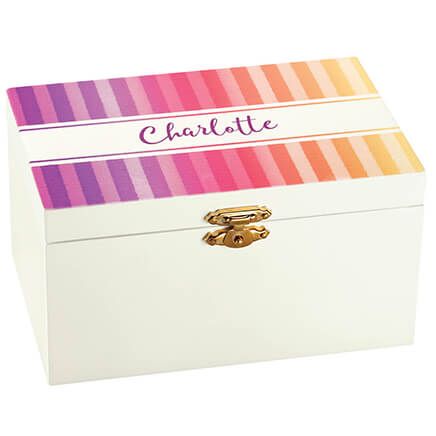 Personalized Rainbow Stripe Children's Jewelry Box-375083
