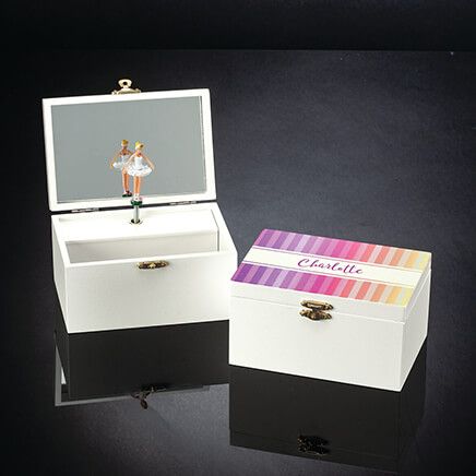 Personalized Rainbow Stripe Children's Jewelry Box-375083