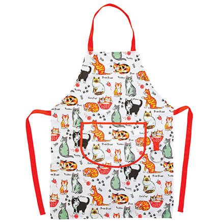 Cat Print Apron with Ring Towel Holder-375161