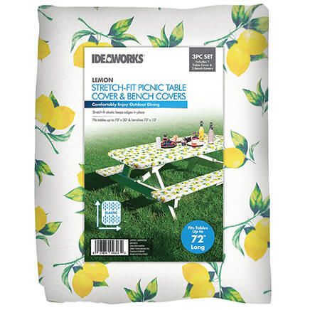 Deluxe Lemon Picnic Table Cover With Cushions-375511