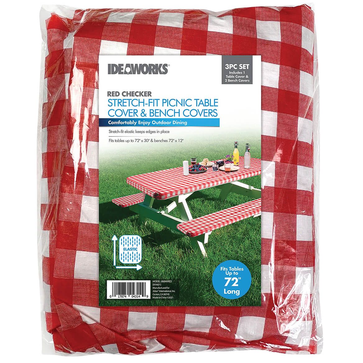 Deluxe Red Check Table Cover With Cushions + '-' + 375512