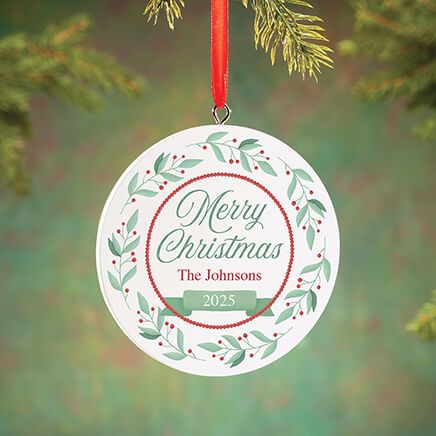Personalized Merry Christmas Wreath Ornament-375565