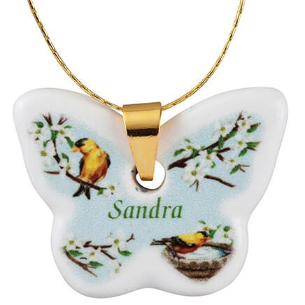 Personalized Porcelain Butterfly Songbird Pendant-375622