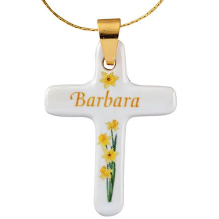 Personalized Porcelain Cross Bouquet Pendant-375623