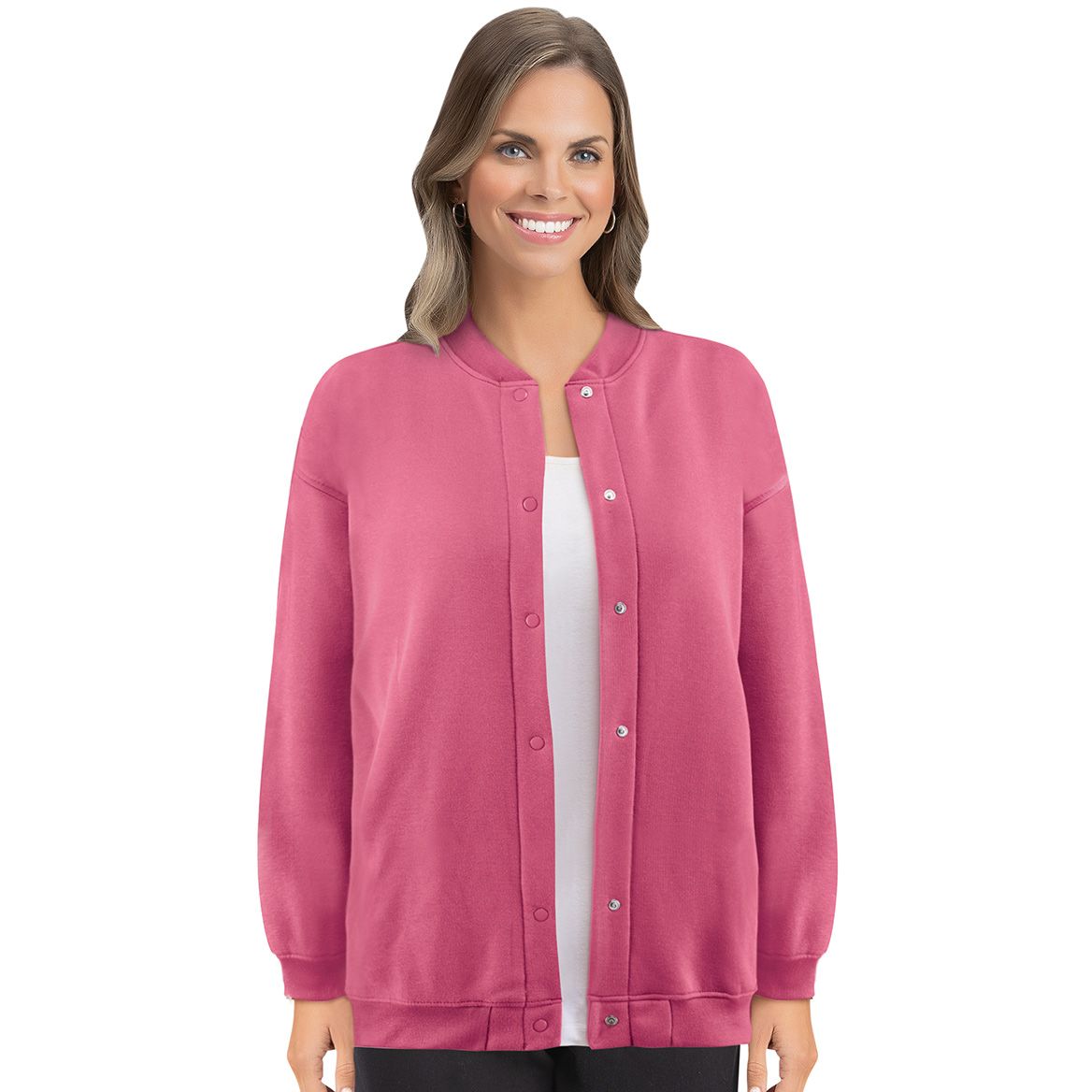 Women's Snap-Front Fleece Knit Jacket