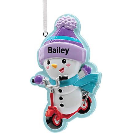Personalized Snowman on Scooter Ornament-375712