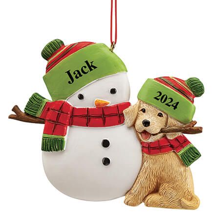 Personalized Snowman & Dog Ornament-375720