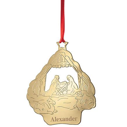 Personalized Goldtone Nativity Ornament-375757