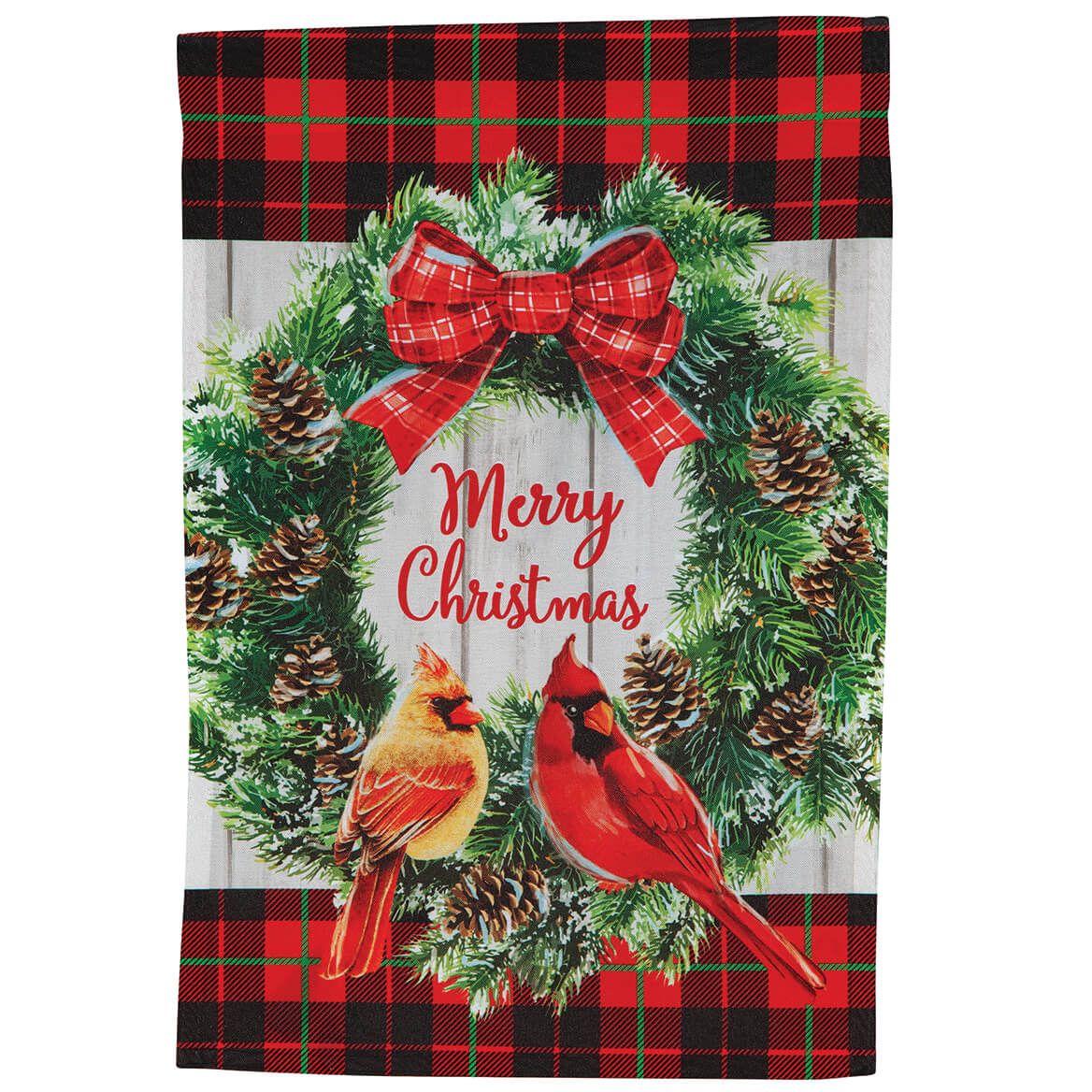 Merry Christmas Cardinals Wreath Garden Flag By Fox River™ Creations + '-' + 375862