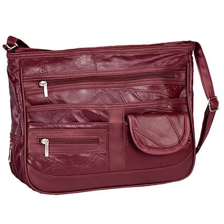 Patchwork Leather Handbag with Multi Pockets-375877