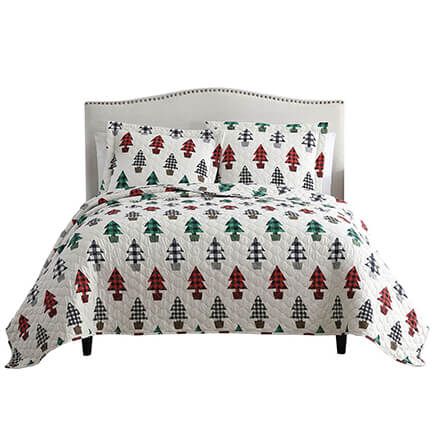 3-Pc. Holiday Plaid Tree Bedspread Set-375902