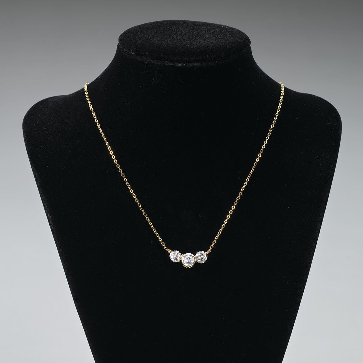 Cubic Zirconia 3-Stone Pendant Necklace